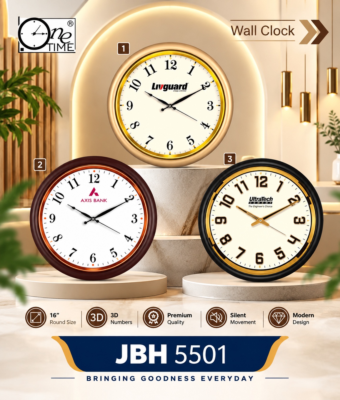 Premium 16-Inch Round Wall Clock