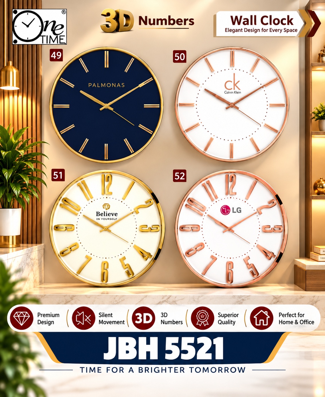JBH 5521 – Premium 3D Wall Clocks