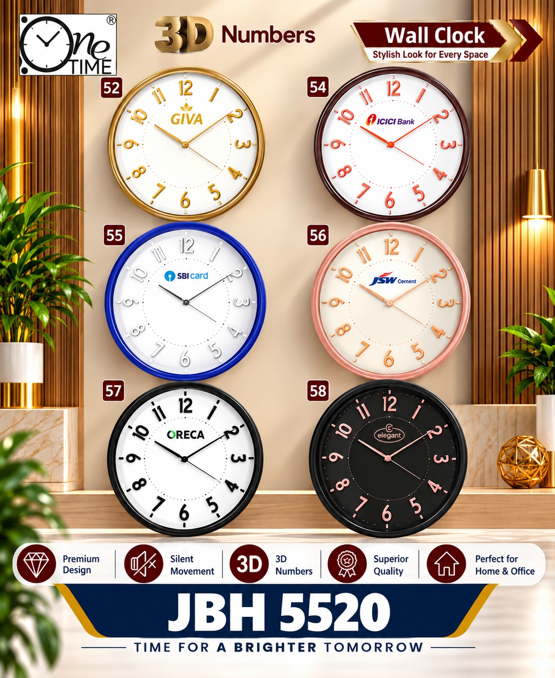 JBH 5520 – Premium 3D Wall Clocks